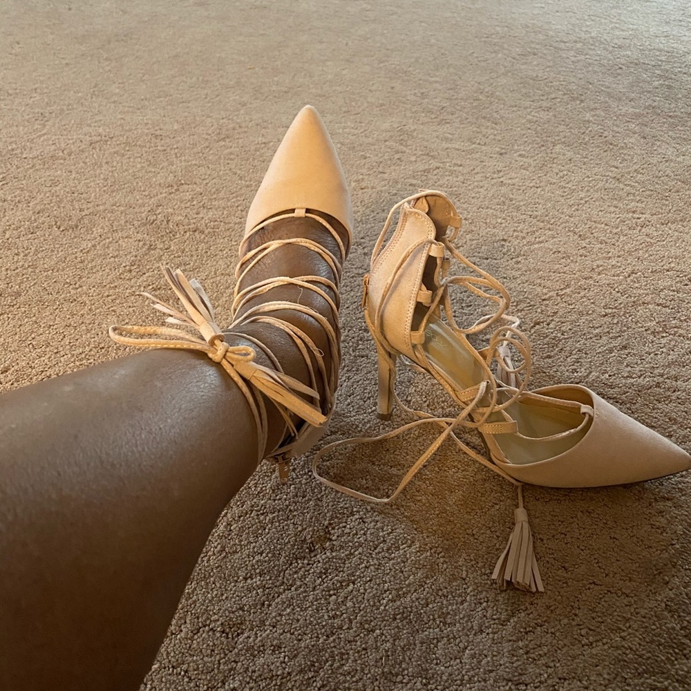 Nice pink lace up heels